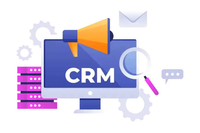 Minh họa hệ thống CRM trên màn hình máy tính