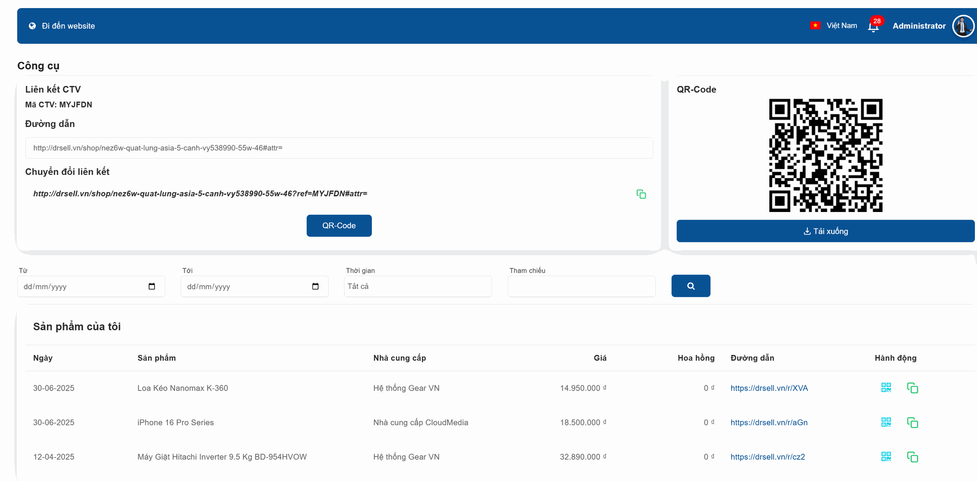 Theo dõi đơn hàng và hoa hồng affiliate theo thời gian thực